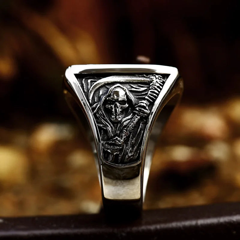 Eerie Grim Reaper Skull Ring
