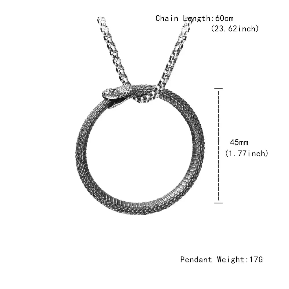 Ouroboros Snake Pendant Necklace