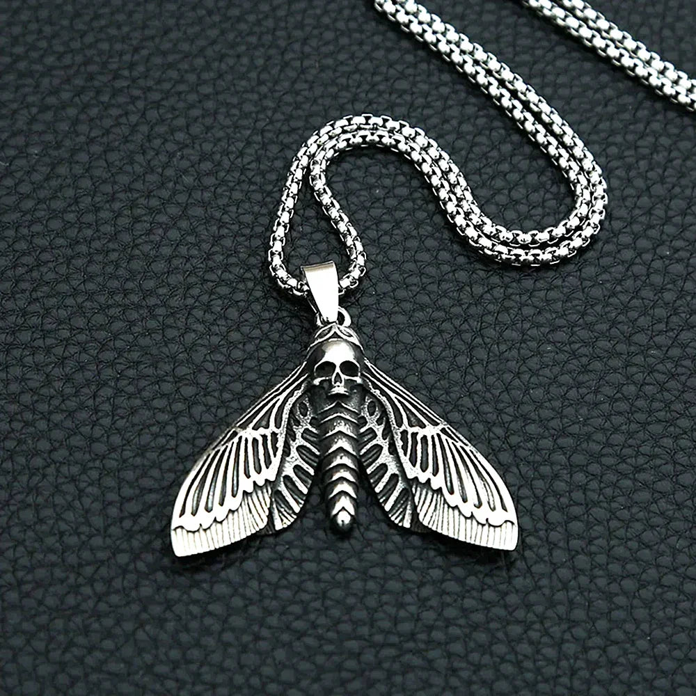 Death Moth Skull Pendant Necklace