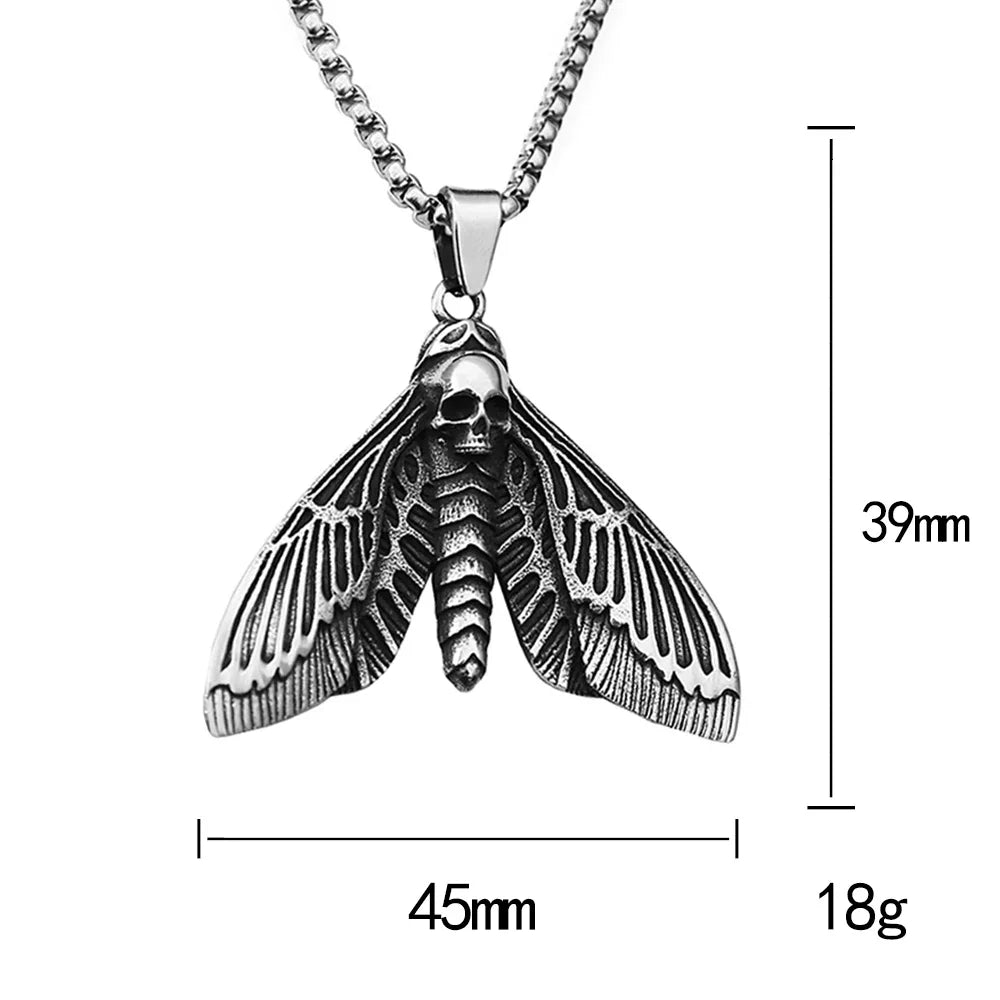 Death Moth Skull Pendant Necklace