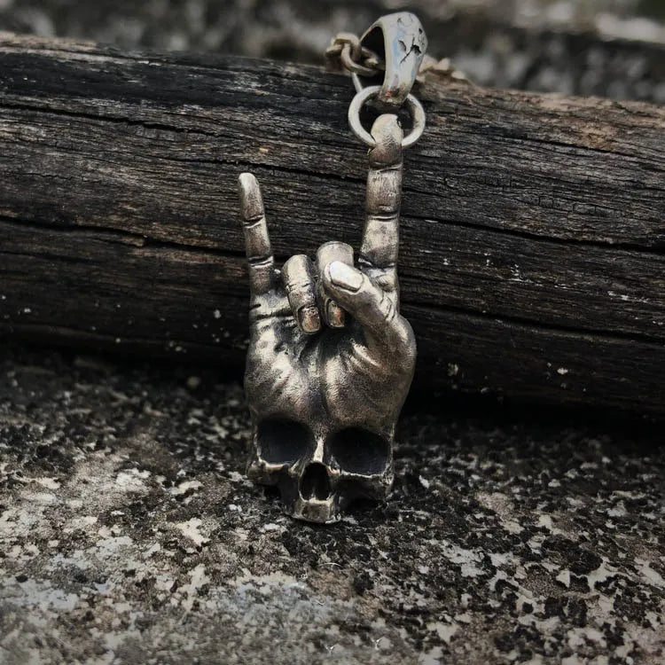 Rebel Skull Gesture Pendant Necklace