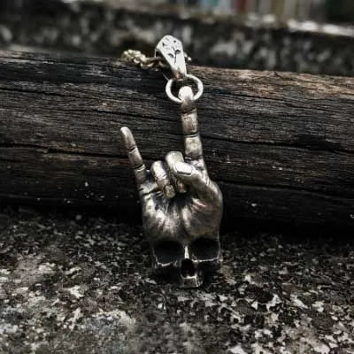 Rebel Skull Gesture Pendant Necklace