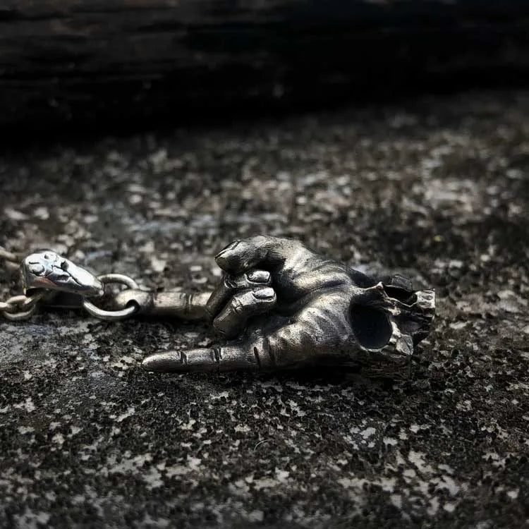 Rebel Skull Gesture Pendant Necklace
