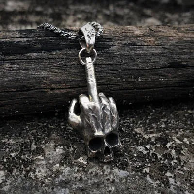 Rebel Skull Gesture Pendant Necklace