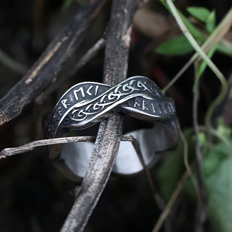 Viking Runes Intertwined Ring