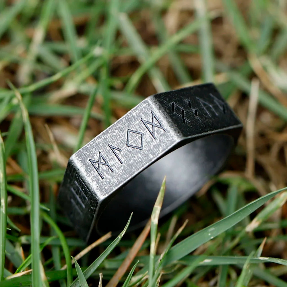 Dark Rune Hex Band Ring