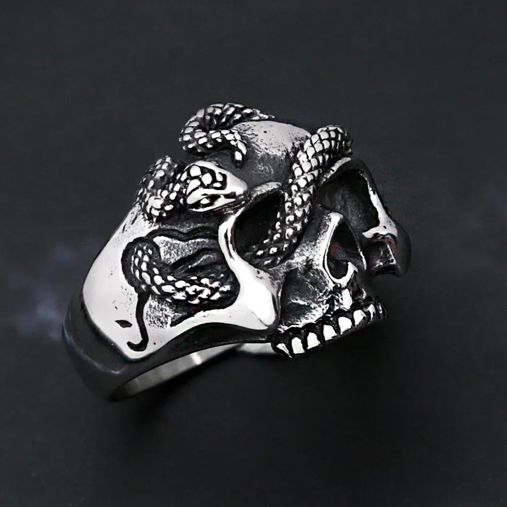 Snake Skull Amulet Ring