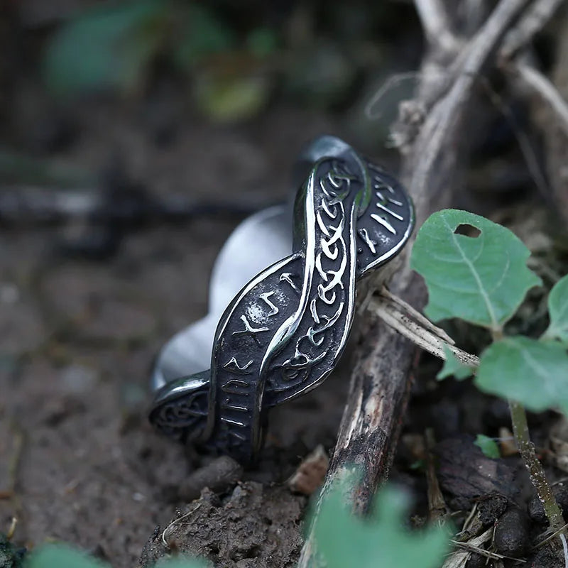Viking Runes Intertwined Ring