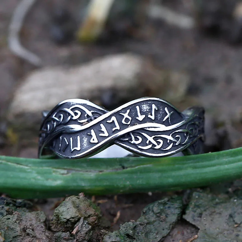 Ring 2 Runes Viking Runes Intertwined Ring – Nordicmoon co