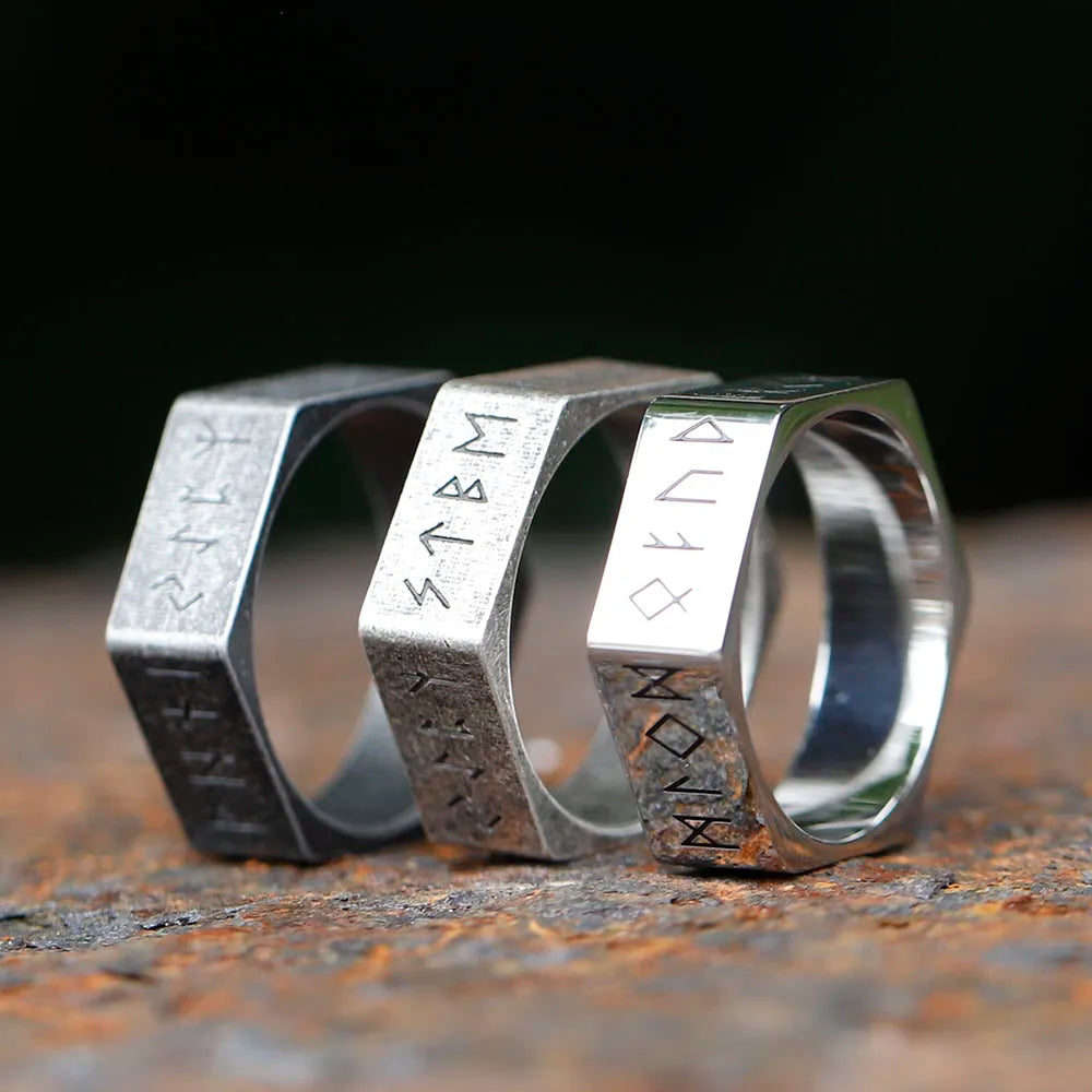 Dark Rune Hex Band Ring