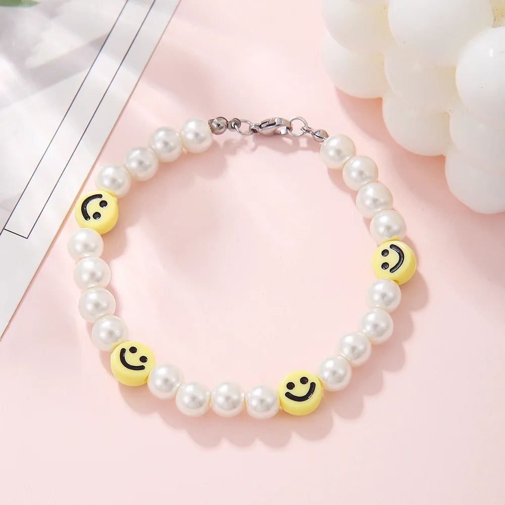 Smiley Pearl Strand Bracelet