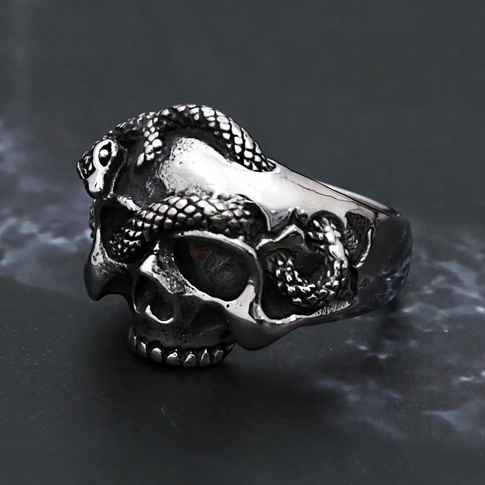 Snake Skull Amulet Ring