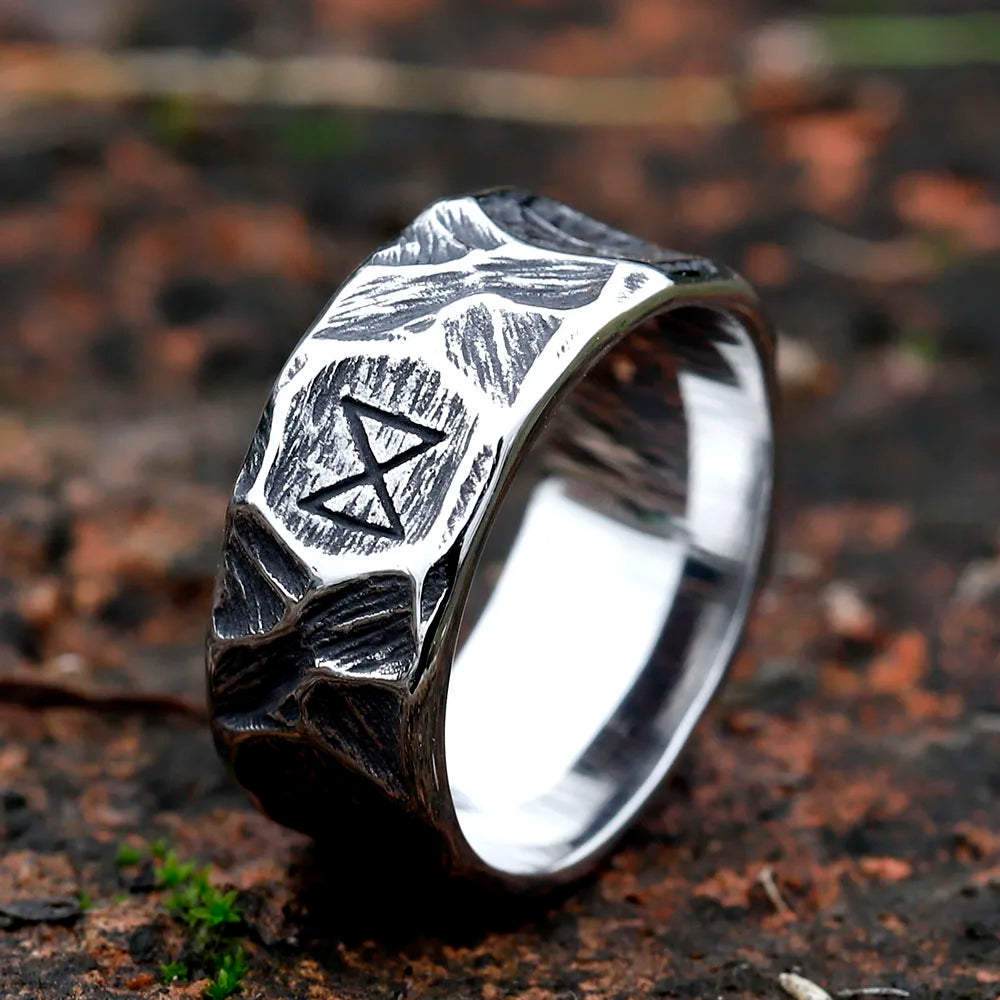 Gothic Viking Rune Textured Ring