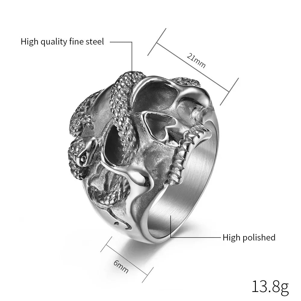 Snake Skull Amulet Ring