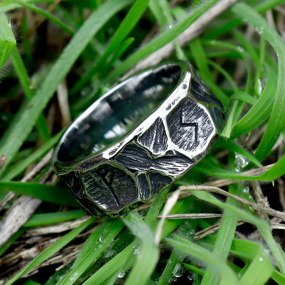 Gothic Viking Rune Textured Ring