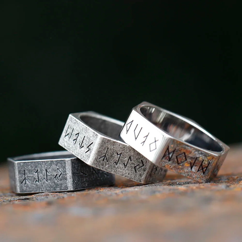 Dark Rune Hex Band Ring
