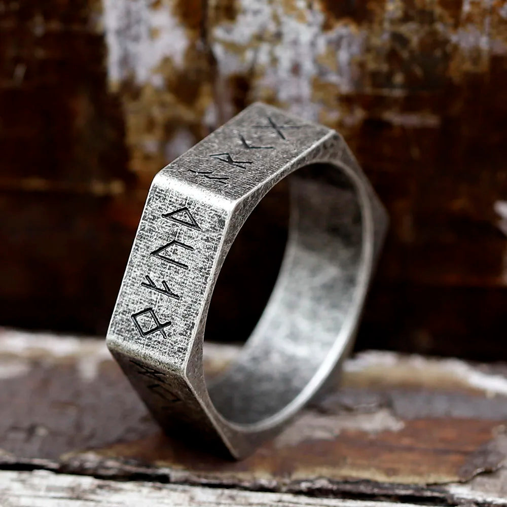 Dark Rune Hex Band Ring