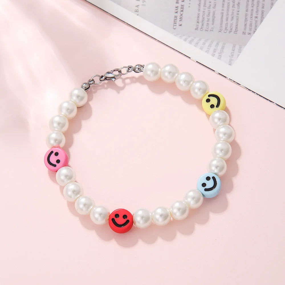 Smiley Pearl Strand Bracelet