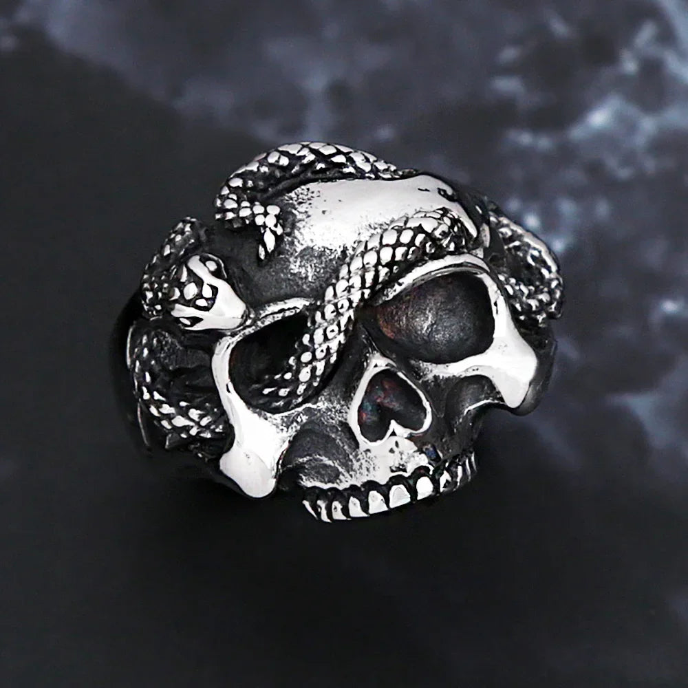 Snake Skull Amulet Ring
