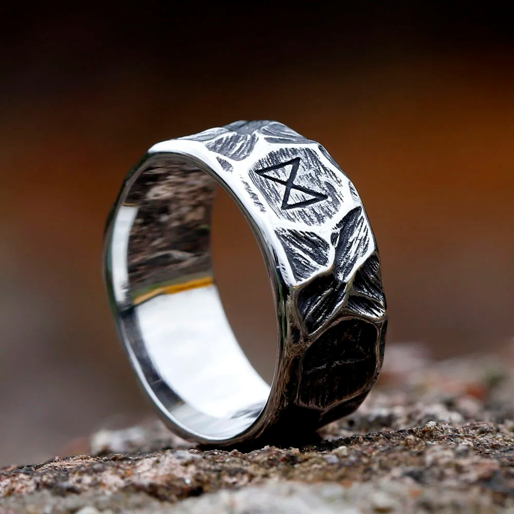 Gothic Viking Rune Textured Ring