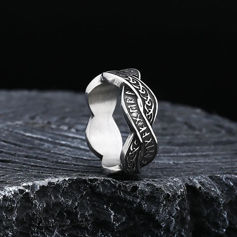 Viking Runes Intertwined Ring