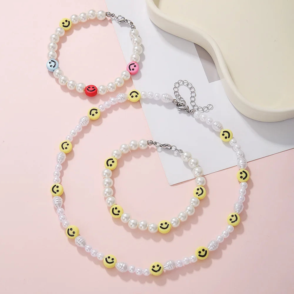 Smiley Pearl Strand Bracelet