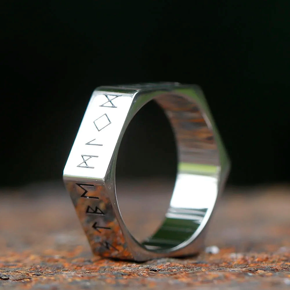 Dark Rune Hex Band Ring