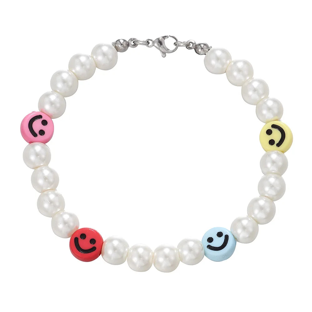 Smiley Pearl Strand Bracelet