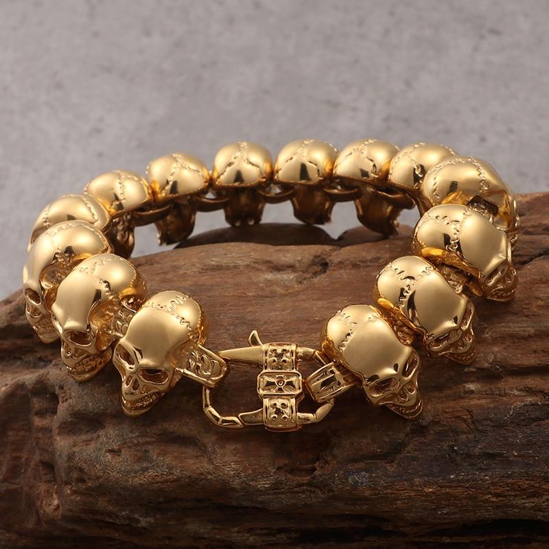 Rune - Premium 18k Gold Finished Skull Bracelet